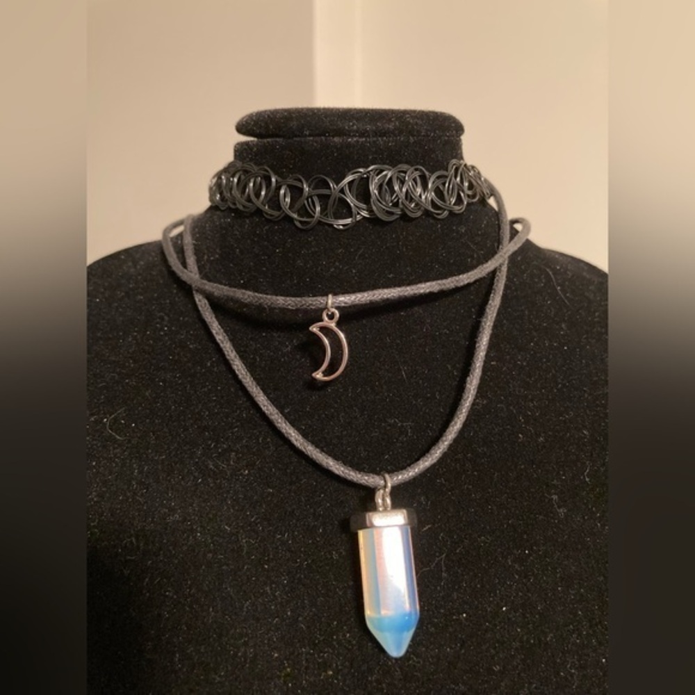Black and Silver Choker Necklace Set